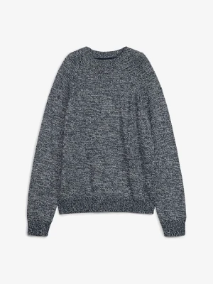 Sweter z grubej dzianiny o melanżowym wyglądzie BonPrix niebieski