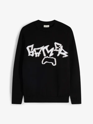 Sweter z grubej dzianiny z czystej bawełny BonPrix czarny