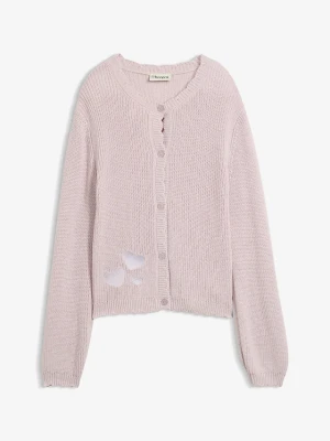 Sweter z grubej dzianiny z mieszanki bawełny BonPrix fioletowy