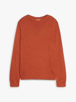 Sweter z grubej dzianiny z okrągłym dekoltem BonPrix brązowy