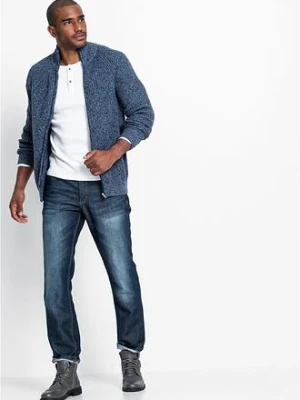 Sweter z grubej, prążkowanej dzianiny z miękkiej mieszanki bawełny bonprix