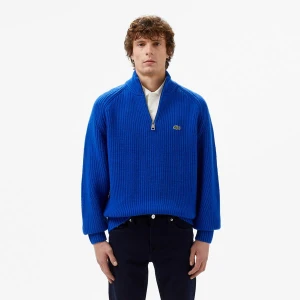 Sweter z grubej wełny zgrzebnej z zamkiem błyskawicznym Lacoste