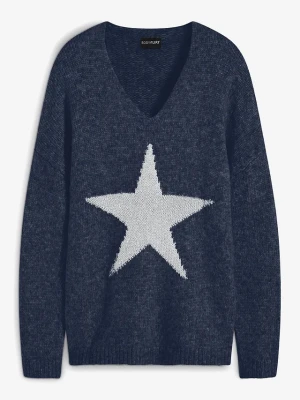 Sweter z gwiazdą BonPrix niebieski