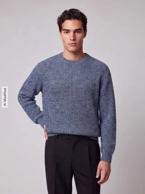 Sweter z imitacją dzianiny Selected Jasnoniebieski