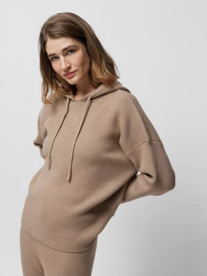 Sweter z kapturem damski Outhorn - brązowy
