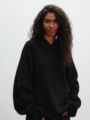 Sweter z kapturem typu oversize w kolorze BLACK - LAFFI Marsala