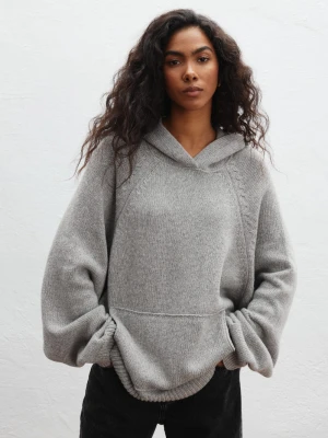 Sweter z kapturem typu oversize w kolorze GREY - LAFFI Marsala