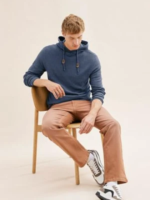 Sweter z kapturem z miękkiej mieszanki bawełny bonprix