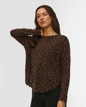 Sweter Z Kaszmiru Damski Kujten Melah Leopard