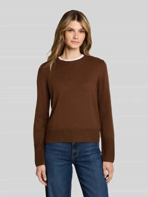 Sweter z kaszmiru z wykończeniami w prążki Tom Tailor Camel