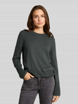 Sweter z kaszmiru z wykończeniami w prążki Tom Tailor Ciemnozielony