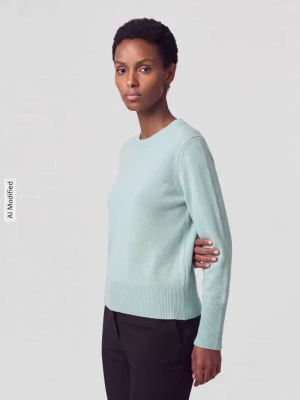 Sweter z kaszmiru z wykończeniami w prążki Tom Tailor Miętowy