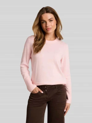 Sweter z kaszmiru z wykończeniami w prążki Tom Tailor Różowy