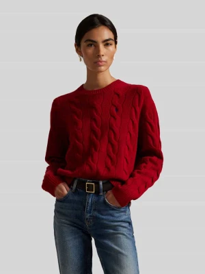 Sweter z kaszmiru ze ściegiem warkoczowym Polo Ralph Lauren Ciemnoczerwony melanż