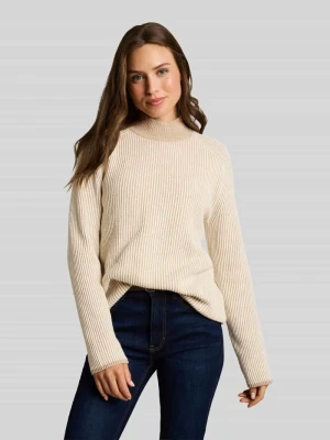 Sweter z kołnierzem typu mock neck Tom Tailor Beżowy