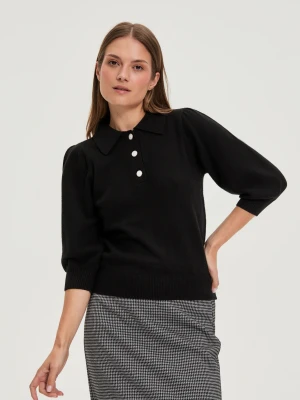 Sweter z kołnierzykiem czarny Moodo