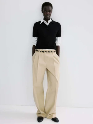 Sweter z kołnierzykiem polo czarny - Kobieta - - MANGO