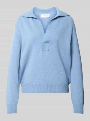 Sweter z kołnierzykiem polo model 'POLO COLLAR JUMPER' Victoria Beckham Jasnoniebieski