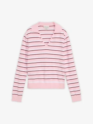 Sweter z kołnierzykiem polo z mieszanki bawełny BonPrix biały