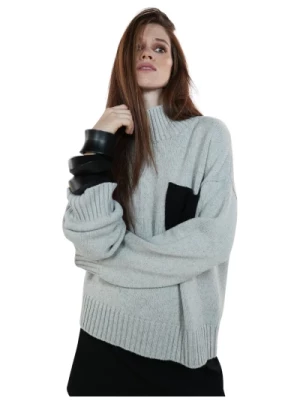 Sweter z kontrastowym kieszenią Liviana Conti