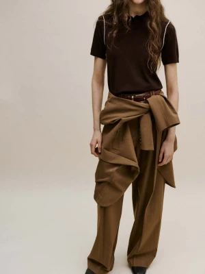 Sweter z kontrastowymi paskami czekoladowy - Kobieta - - MANGO