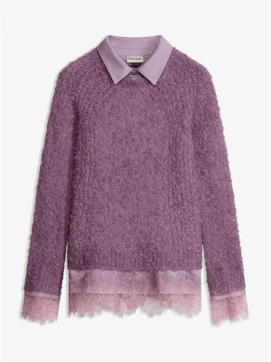 Sweter z koszulową wstawką BonPrix fioletowy