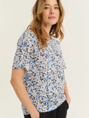 Sweter z krótkim rękawem nadruk w kwiaty Greenpoint