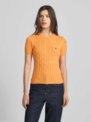 Sweter z krótkim rękawem o kroju slim fit z wyhaftowanym logo Polo Ralph Lauren