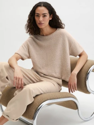 Sweter z krótkim rękawem oversize Marc O'Polo béžová
