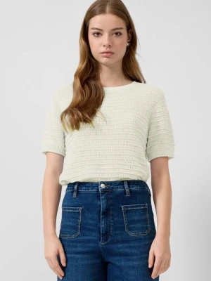 Sweter z krótkim rękawem QS kremowy