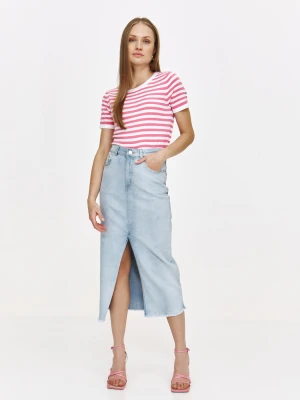 Sweter z krótkim rękawem w różowe paski Top Secret