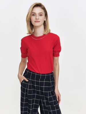 Sweter z krótkim rękawem z błyszczącą lamówką Top Secret