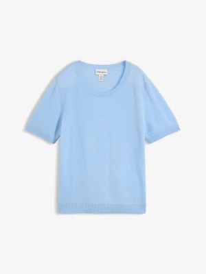 Sweter z krótkim rękawem z czystego kaszmiru zgodnego ze standardem Good Cashmere Standard® BonPrix niebieski