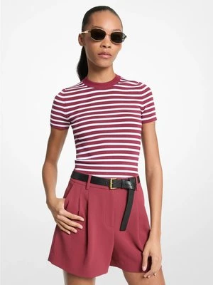 Sweter z krótkim rękawem z elastycznej dzianiny w paski MICHAEL Michael Kors