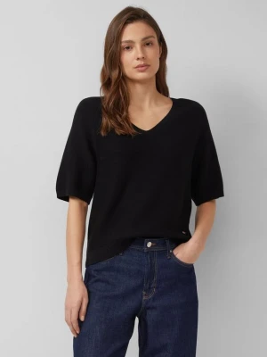 Sweter z krótkim rękawem z mieszanki bawełny s.Oliver czarny