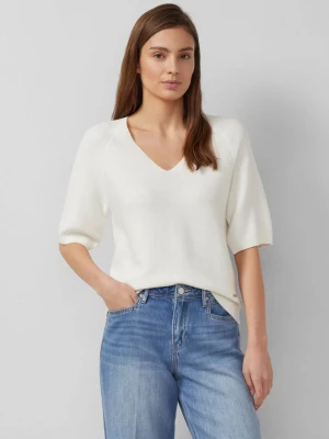 Sweter z krótkim rękawem z mieszanki bawełny s.Oliver kremowy