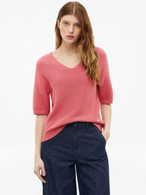 Sweter z krótkim rękawem z mieszanki bawełny s.Oliver różowy