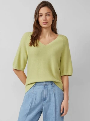 Sweter z krótkim rękawem z mieszanki bawełny s.Oliver zielony