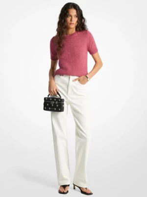 Sweter z krótkim rękawem z mieszanki nylonu i alpaki Michael Kors PALISANDER (Różowy)