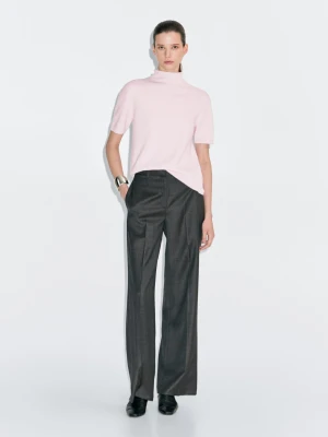 Sweter Z Krótkim Rękawem Z Mieszanki Wełny - Różowy - - Massimo Dutti - Kobieta