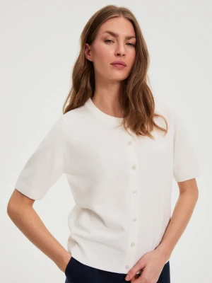 Sweter z krótkimi rękawami biały Moodo