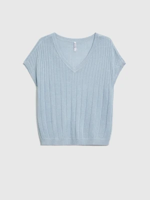 Sweter z krótkimi rękawami błękitny Moodo
