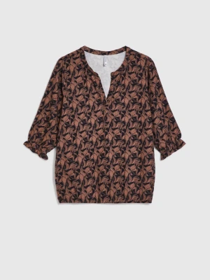 Sweter z krótkimi rękawami brązowy Moodo