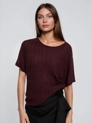 Sweter z krótkimi rękawami brązowy Moodo