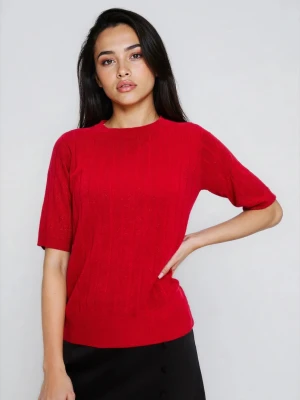 Sweter z krótkimi rękawami czerwony Moodo