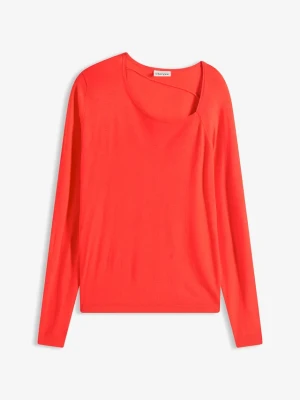 Sweter z lejącej mieszanki wiskozy BonPrix czerwony