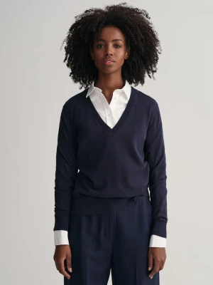 Sweter z lekkiej bawełny z dekoltem w kształcie litery v GANT