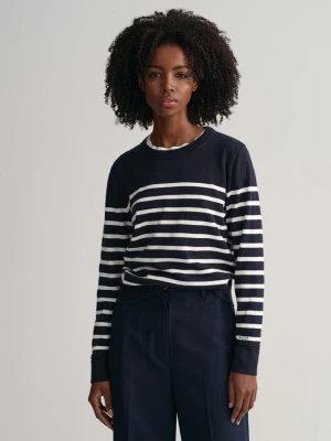 Sweter z lekkiej bawełny z okrągłym dekoltem i bretońskimi paskami GANT