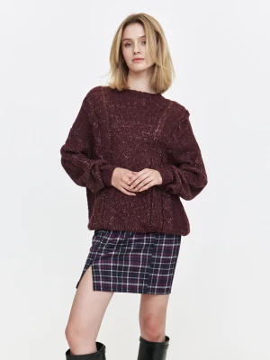 Sweter z lekkimi przetarciami z połyskującą nicią Top Secret