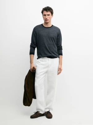 Zdjęcie produktu Sweter Z Lnu W Paski - Granatowy - - Massimo Dutti - Mężczyzna